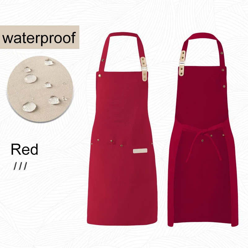 1 Piece Chef Apron Unisex Waterproof Canvas Durable for Restaurant Hotel Baking Beauty Salon Nail Art Kitchen Cooking