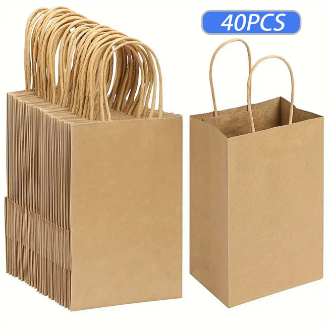 Small Gift Bags, 5.25 X 3.75 X 8 Inches, Brown Kraft Paper Bags, Loose Retail Bags With Handles, Suitable For Small Businesses,