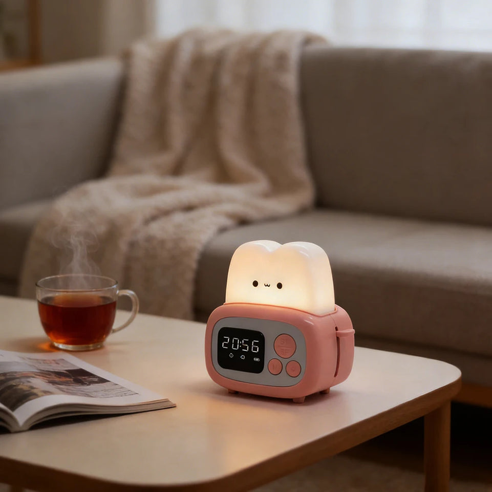 1pc Time toaster night light High appearance level Bedside light cute sleeping light cartoon mini alarm clock