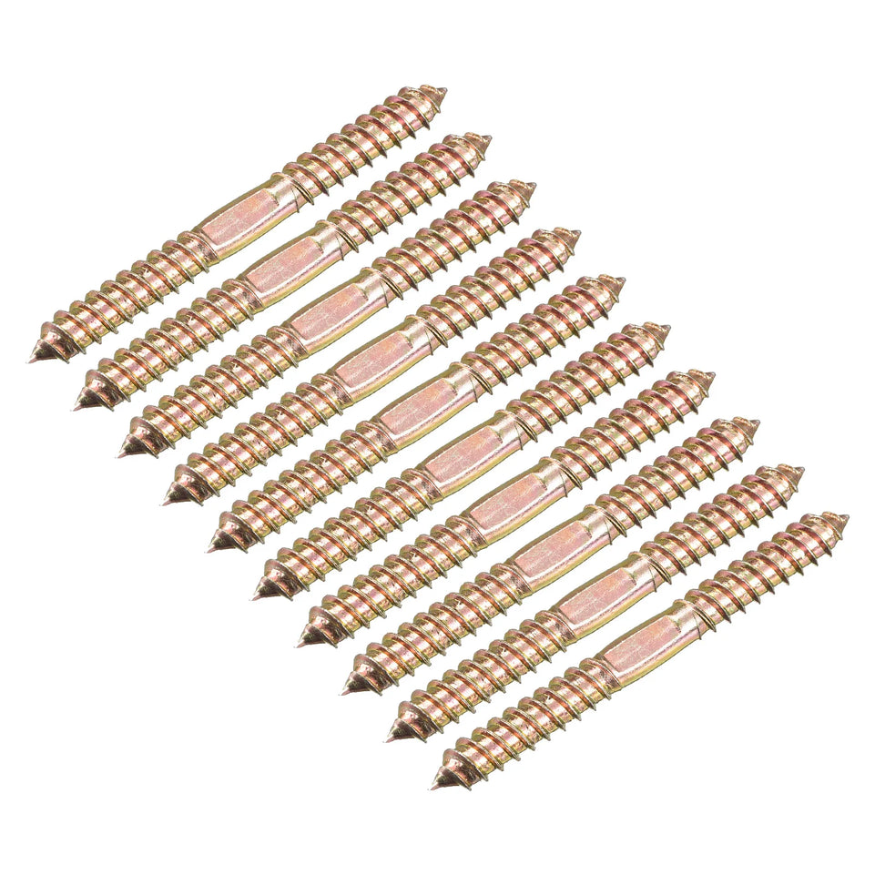12-80pcs 4x25mm 4x30mm 5x40mm 8x50mm Hanger Bolts Double Ended Self-Tapping Thread Wood to Wood Dowel Screws for Wood Connecting