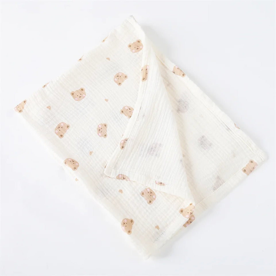 Cotton Swaddle Blanket Baby Blanket Floral Print Muslin Diaper Swaddle New Born Crinkle Fabric Baby Born Stroller Cover