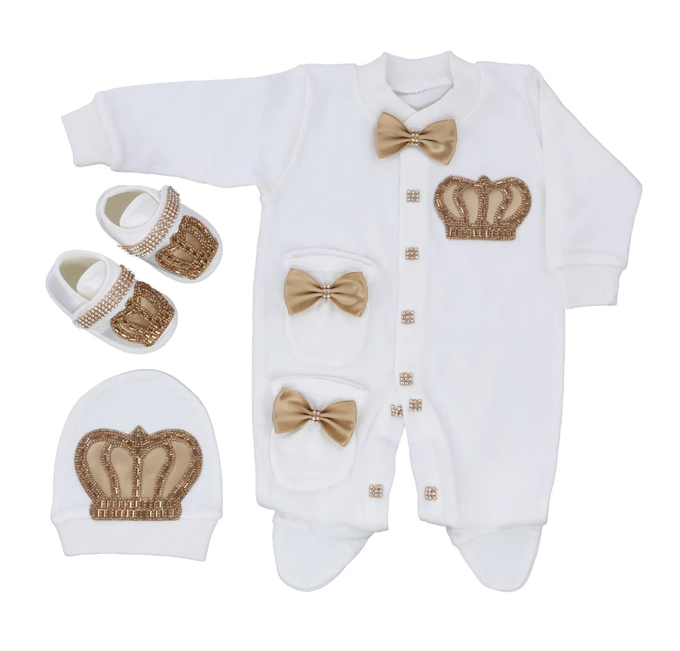 Ins Handmade Baby Cute Lace Collar Climbing Suit 3-piece Set New Baby Baptism Clothes Newborn Baby Romper High Quality Clothes