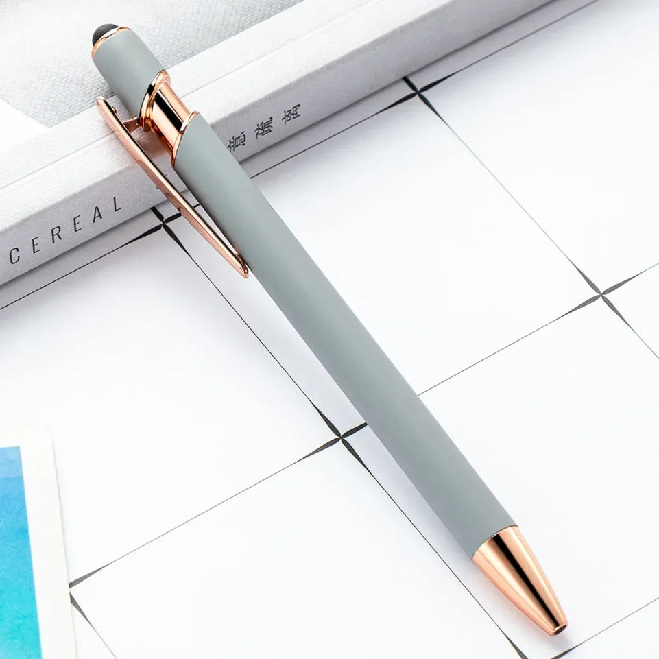 20-200 Pcs Customized Logo Ballpoint Pen Personalized Stylus Touch Engrave Text Metal Pen Stationery Office School Supplies