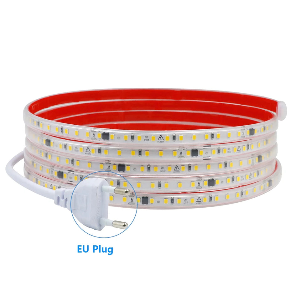 Dimmable LED Strip Light 220V Switch EU Power Dimmer Kit Waterproof 2835 120LEDs/M High Bright Flex Tape Home Decor 0.5M 10M 20M