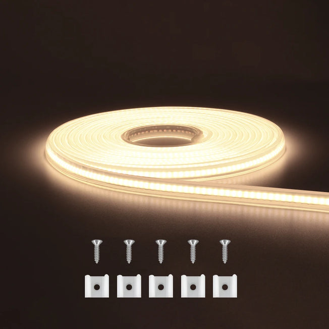 AC 220V EU AU UK Plug COB LED Strip Light Timing Dimmable Led Lights Tape IP65 Waterproof Flexible Ribbon For Outdoor Lighting