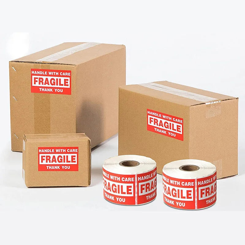 600PCS 130x70mm Fragile Stickers, Shockproof Warning Labels, Heavy Duty, Waterproof, for Shipping Boxes, Parcels, E-commerce