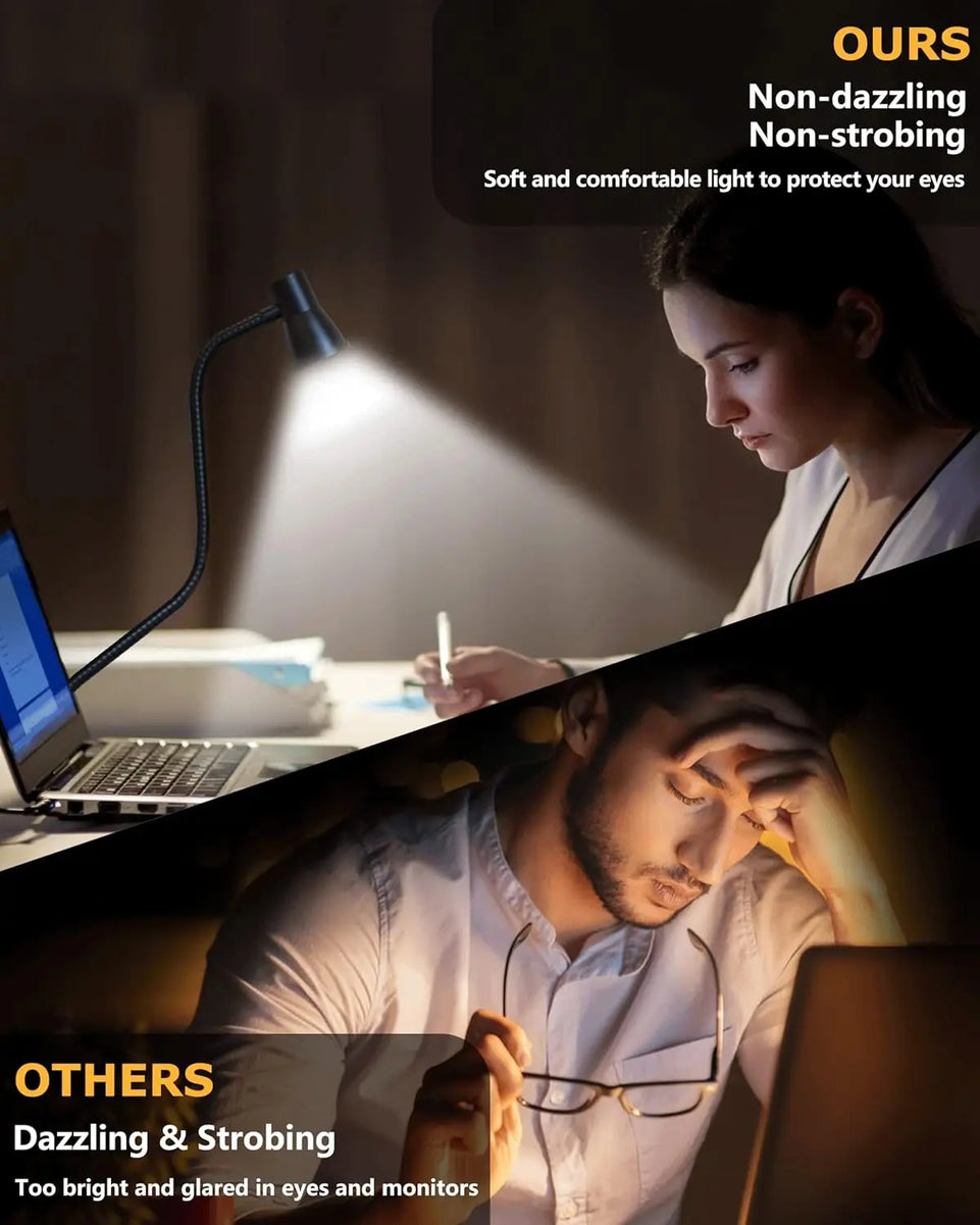 3Colors Horn Type LED Desk Lamp With Clamp Base Adjustable Gooseneck USB Clip Lamp Cupboard Desk Bedside Small Book Lamp