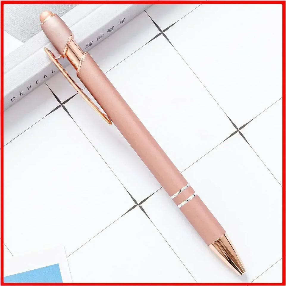 20-200 Pcs Customized Logo Ballpoint Pen Personalized Stylus Touch Engrave Text Metal Pen Stationery Office School Supplies