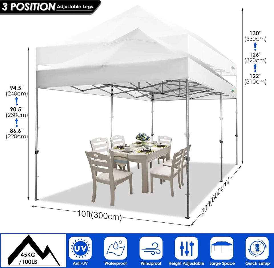 10x20 Heavy Duty Pop Up Canopy Tent with 6 Sidewalls, Waterproof & Windproof for Outdoor Events