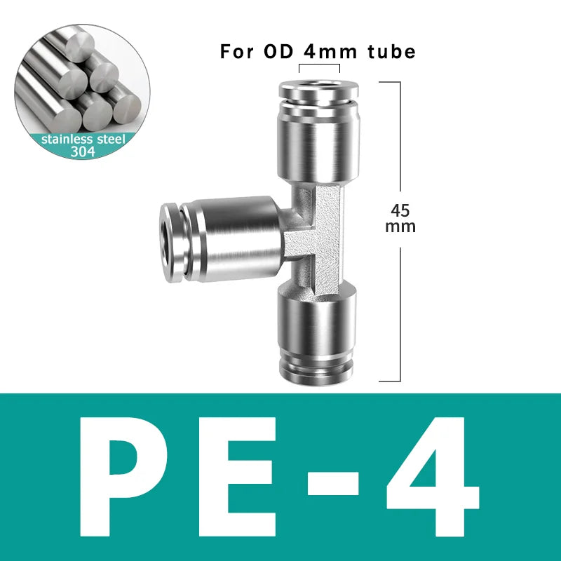10pcs PU PV PE PY 304 Stainless Steel Metal Pneumatic Quick Coupling 4 6 8 10 12 High Pressure Air Pipe Fitting Quick Coupling
