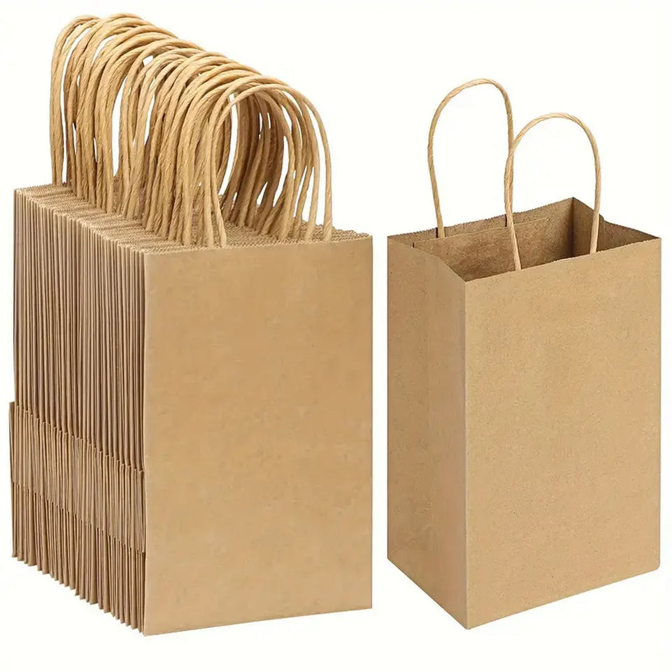 Small Gift Bags, 5.25 X 3.75 X 8 Inches, Brown Kraft Paper Bags, Loose Retail Bags With Handles, Suitable For Small Businesses,
