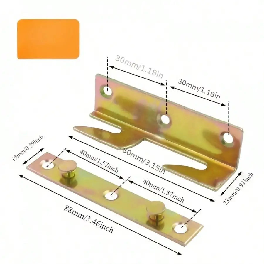 4 Sets Heavy Duty Bed Rail Brackets Non-Mortise Bed Frame Hardware Bed Rail Fittings Wooden Furniture Hinge Fixing Connectors