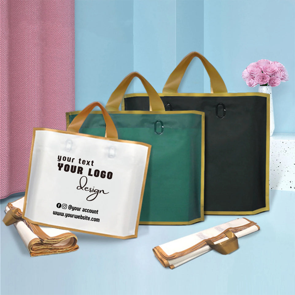 50pcs custom logo frosted shopping bags plastic gift bags clothing packaging bag design Personalized Logo Print merchandise bags
