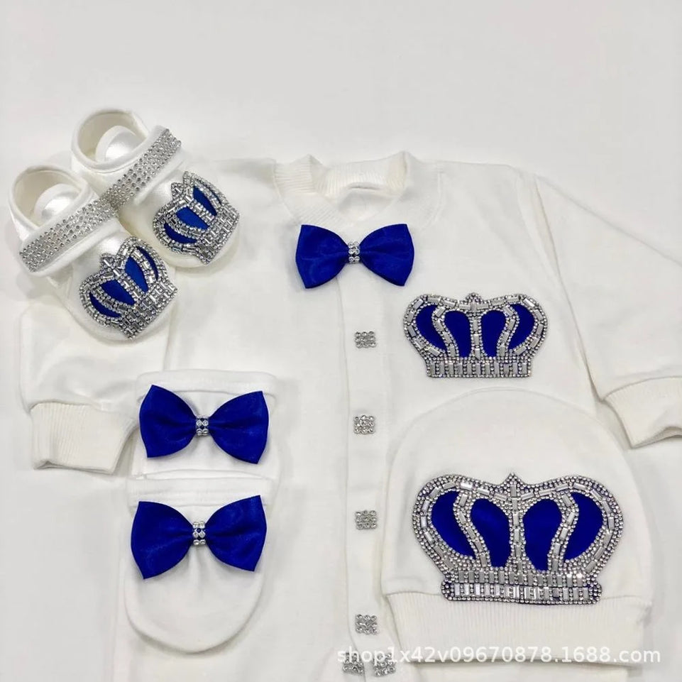Ins Handmade Baby Cute Lace Collar Climbing Suit 3-piece Set New Baby Baptism Clothes Newborn Baby Romper High Quality Clothes