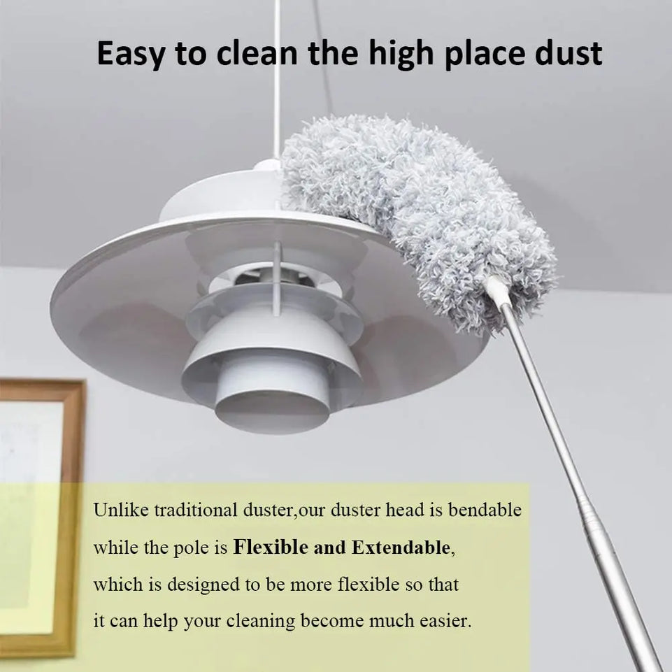 Dust Dusters With Extension Pole Retractable Dust Removal Brush Microfiber Dusting Brush Reusable Washable Ceiling Cleaning Tool