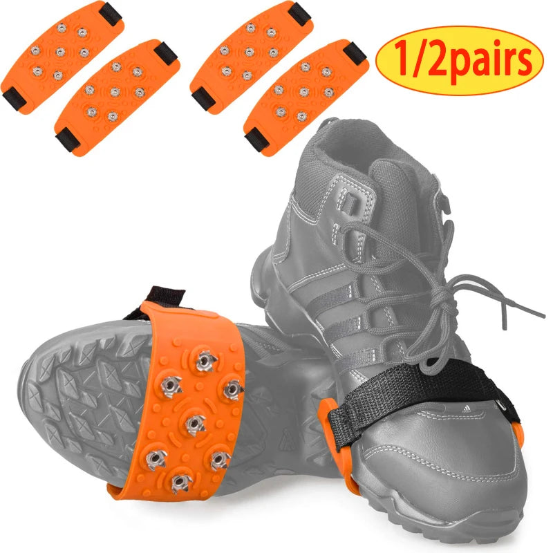 1/2pairs Shoe Spike Winter Winter Velcro Ice Claw Outdoor Climbing Snow Mountain and Snow Ground Anti slip Adjustable
