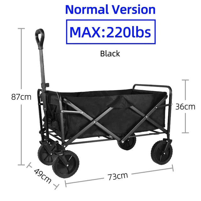 Heavy Duty Outdoor Folding Wagon Cart Large Capacity Collapsible Utility Wagon Trolley Portable Garden Beach Camping Equipment