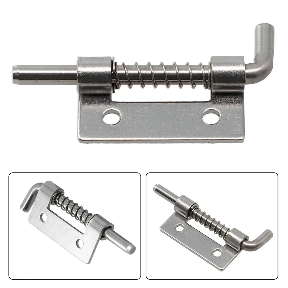 2PCS Spring Loaded Latch Pin 304 Stainless Steel Silver Window Cabinet Hinges Security Door Bolt Latch For Household Hardware