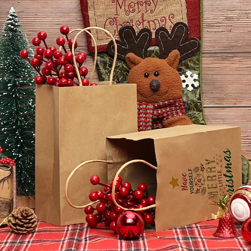 Small Gift Bags, 5.25 X 3.75 X 8 Inches, Brown Kraft Paper Bags, Loose Retail Bags With Handles, Suitable For Small Businesses,