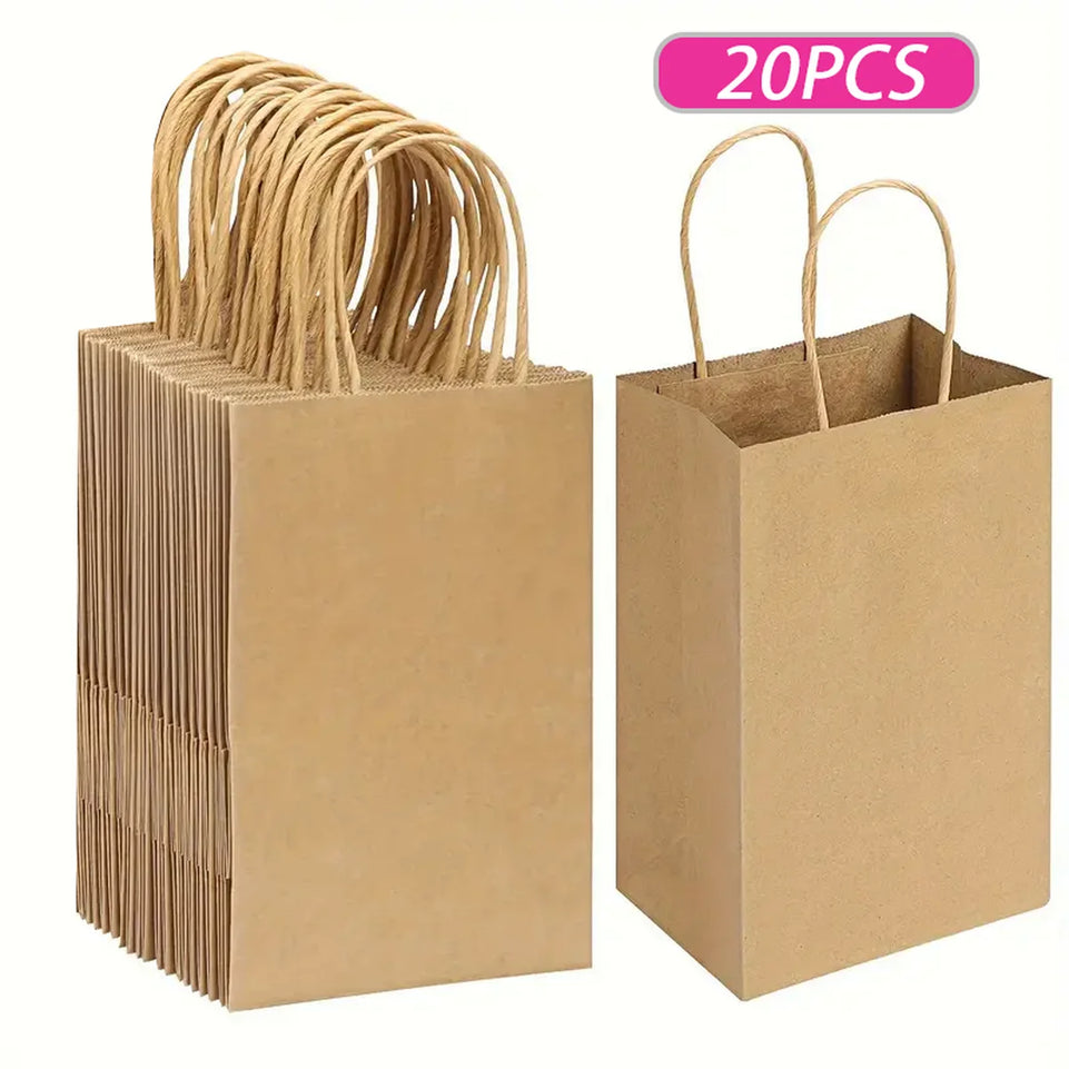 Small Gift Bags, 5.25 X 3.75 X 8 Inches, Brown Kraft Paper Bags, Loose Retail Bags With Handles, Suitable For Small Businesses,