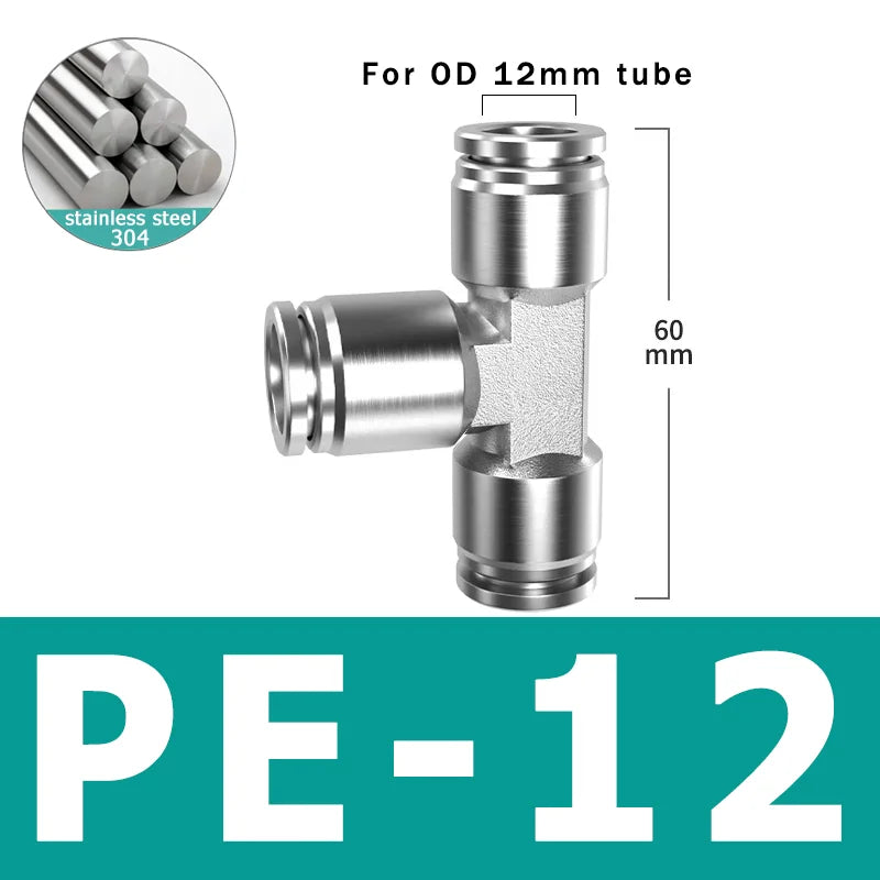 10pcs PU PV PE PY 304 Stainless Steel Metal Pneumatic Quick Coupling 4 6 8 10 12 High Pressure Air Pipe Fitting Quick Coupling