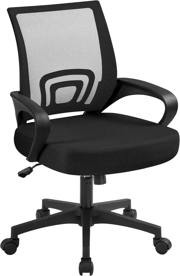 Adjustable Ergonomic Mesh Office Chair with Lumbar Support and Armrests for Home Office Work Study, Black
