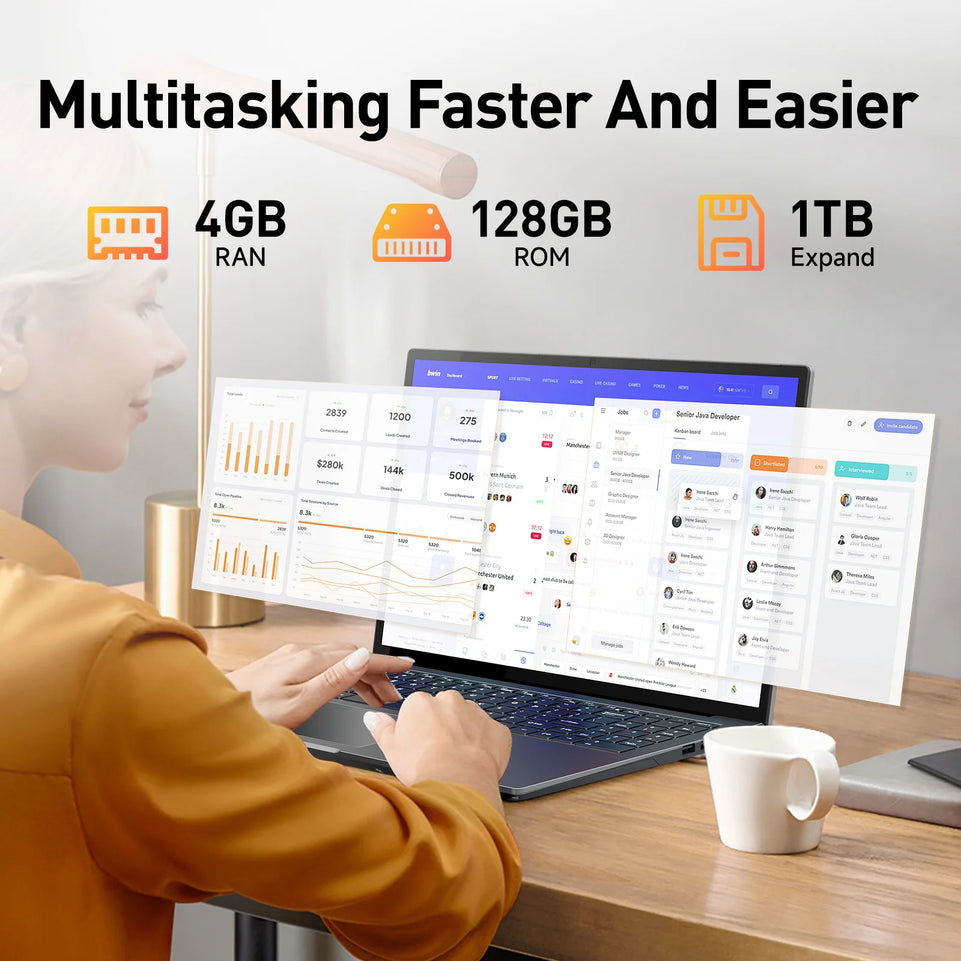 SUXI MantaBook Pro Laptop Intel N5095 14.1 Inch 16GB LPDDR4 RAM 256GB SSD Lightweight Business Computer Notebook FHD Fingerprint