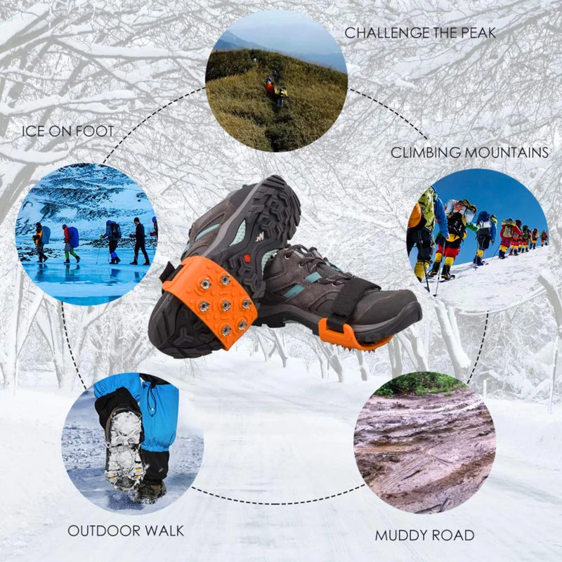 1/2pairs Shoe Spike Winter Winter Velcro Ice Claw Outdoor Climbing Snow Mountain and Snow Ground Anti slip Adjustable