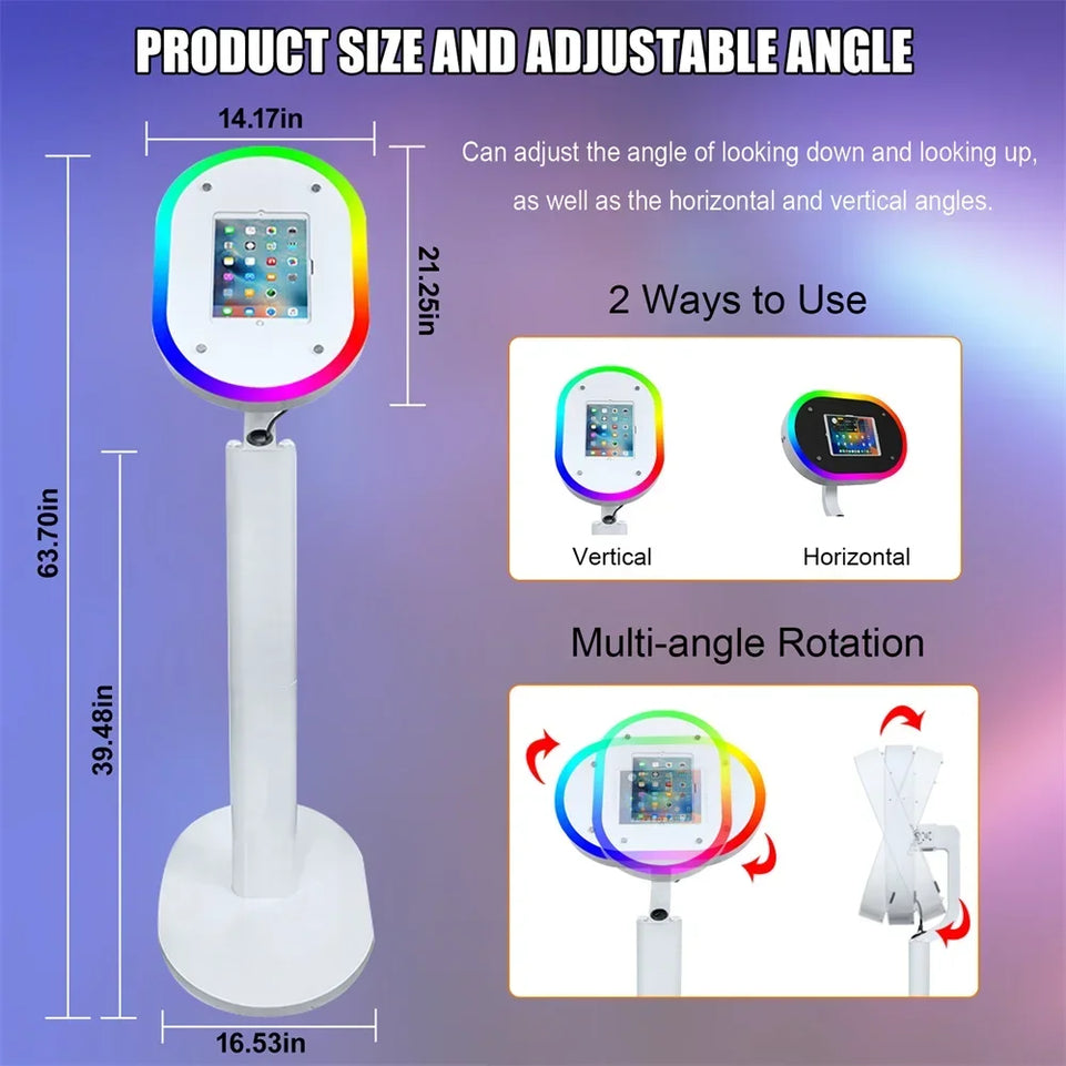 New Portable iPad Photo Booth Machine With Ring Light for 10.2/11/12.9 inch iPad Selfie Photobooth Machine for Party Wedding