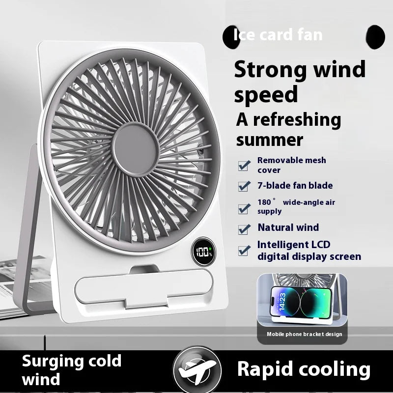 Desk Fan Table Cooling Fan 5-Speed Settings 1200mAh Personal Cooler For Women Men Home Bedroom Beach Camping Outdoor Travel