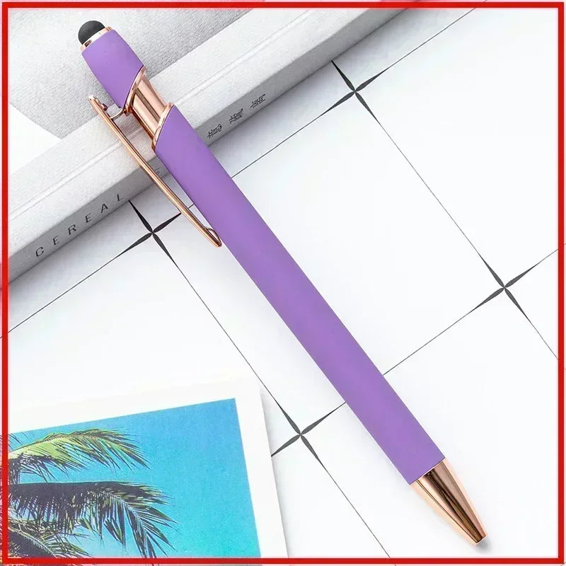 20-200 Pcs Customized Logo Ballpoint Pen Personalized Stylus Touch Engrave Text Metal Pen Stationery Office School Supplies