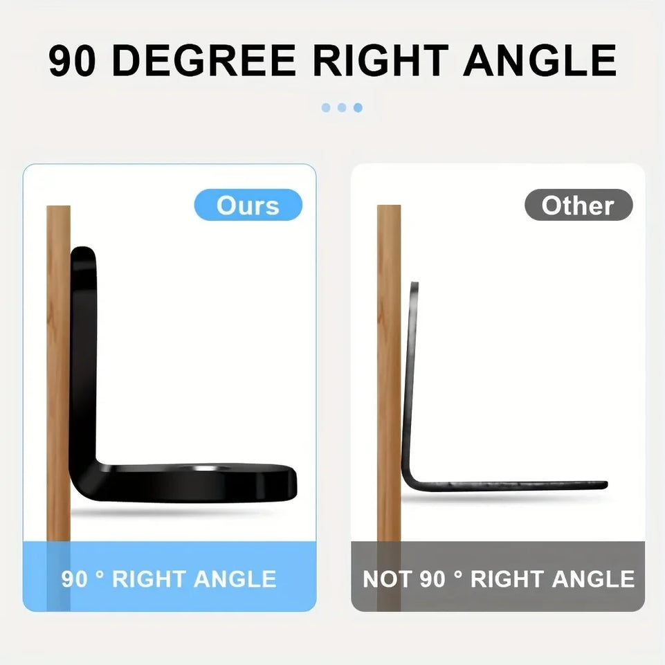 45pcs/Box Black 90 Degree Corner Brackets Support Accessories with Screws Heavy Duty Connection Angle Connector Wardrobe Fixed