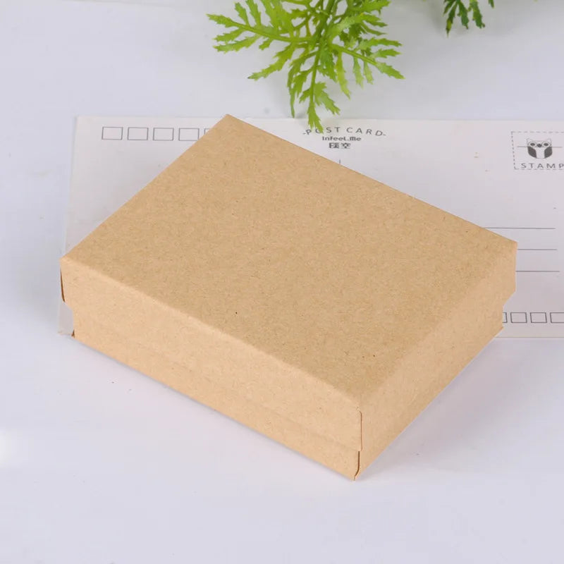 50pcs Black White Brown Kraft Paper Jewelry Gift Box Luxury Cardboard 7x9x3cm Bracelets Earrings Rings Necklaces Packaging Boxes