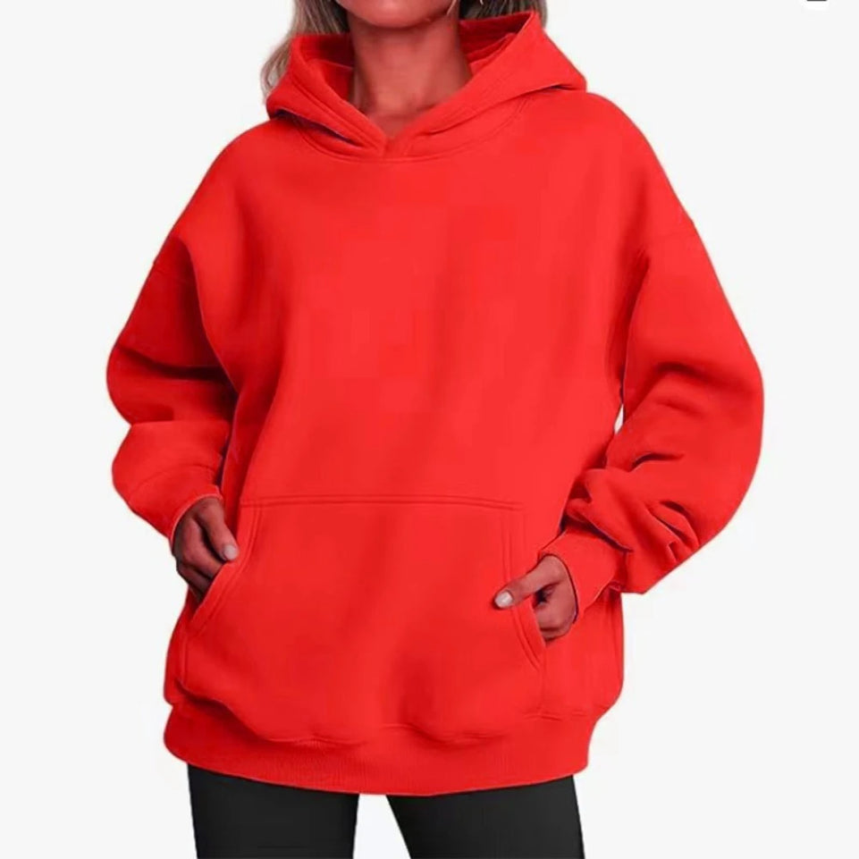 Hip Hop Solid Color Hoody for Female Autumn Fashion Clothing Casual Fleece Pocket Hoodies Multicolor Unisex Women Streetwear