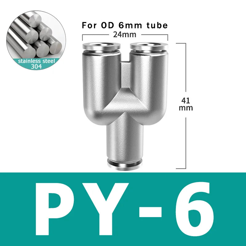 10pcs PU PV PE PY 304 Stainless Steel Metal Pneumatic Quick Coupling 4 6 8 10 12 High Pressure Air Pipe Fitting Quick Coupling