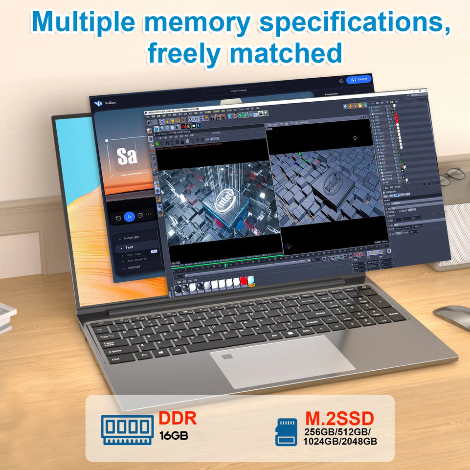 15.6 inch Windows 11 Pro Laptop Computer Intel Core i3 6100U IPS FHD 1080P Notebook PC Office Study Laptops Fingerprint Unlock