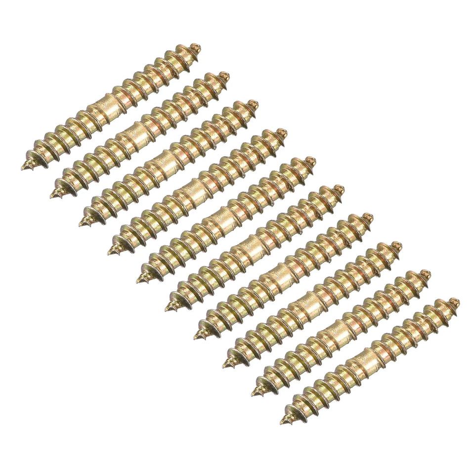 12-80pcs 4x25mm 4x30mm 5x40mm 8x50mm Hanger Bolts Double Ended Self-Tapping Thread Wood to Wood Dowel Screws for Wood Connecting