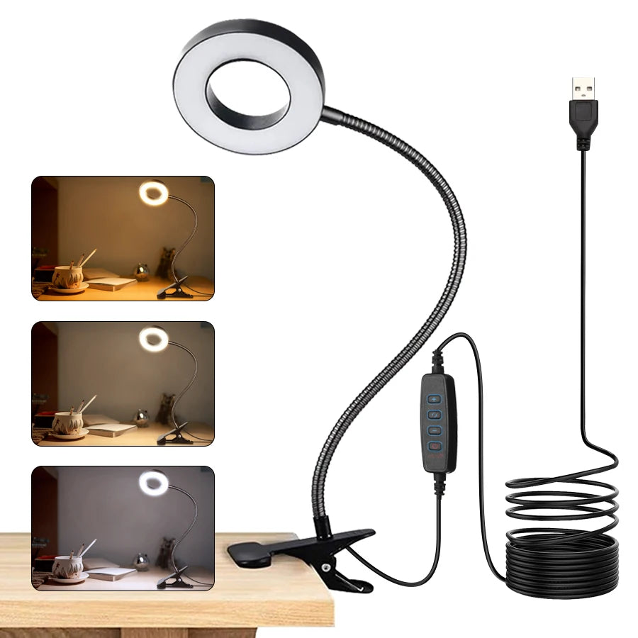 LED Desk Lamp with Powered Adjustable Arm,360° Rotating Light,Reading,Nail Art,Selfie,Home Office,Modern Table Lamp w/Lacquered