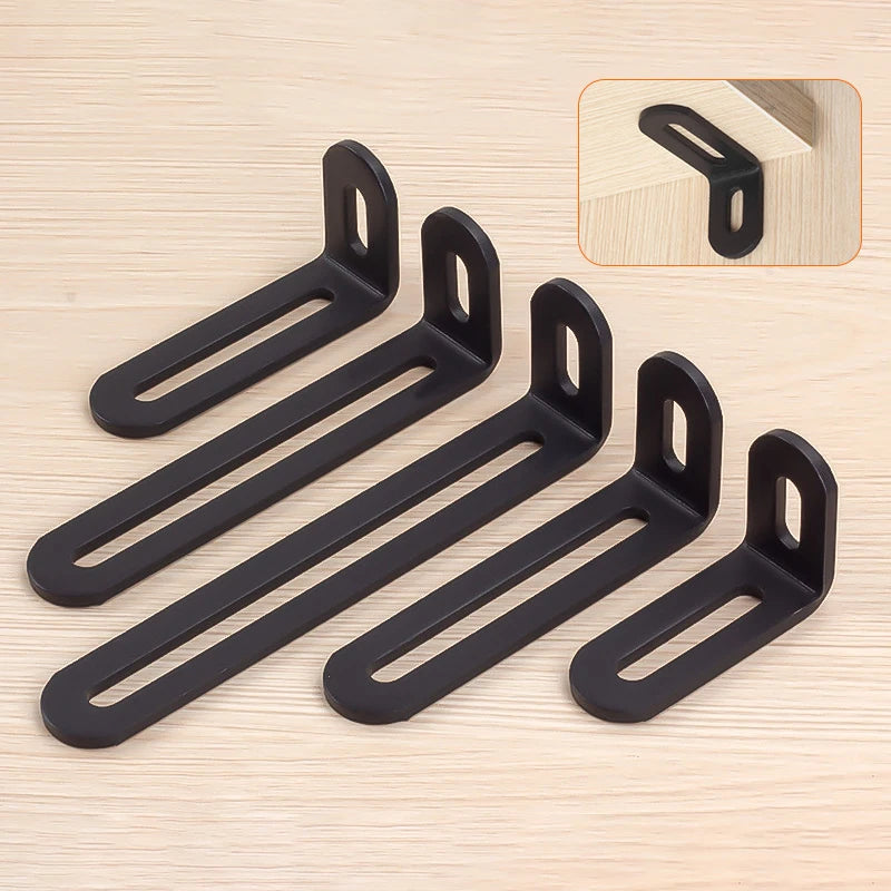 1Pc L-shaped Shelf Bracket Connector Stainless Steel Adjustable Angle Code Long Hole Activity 90 ° Right Angle Furniture Fixer