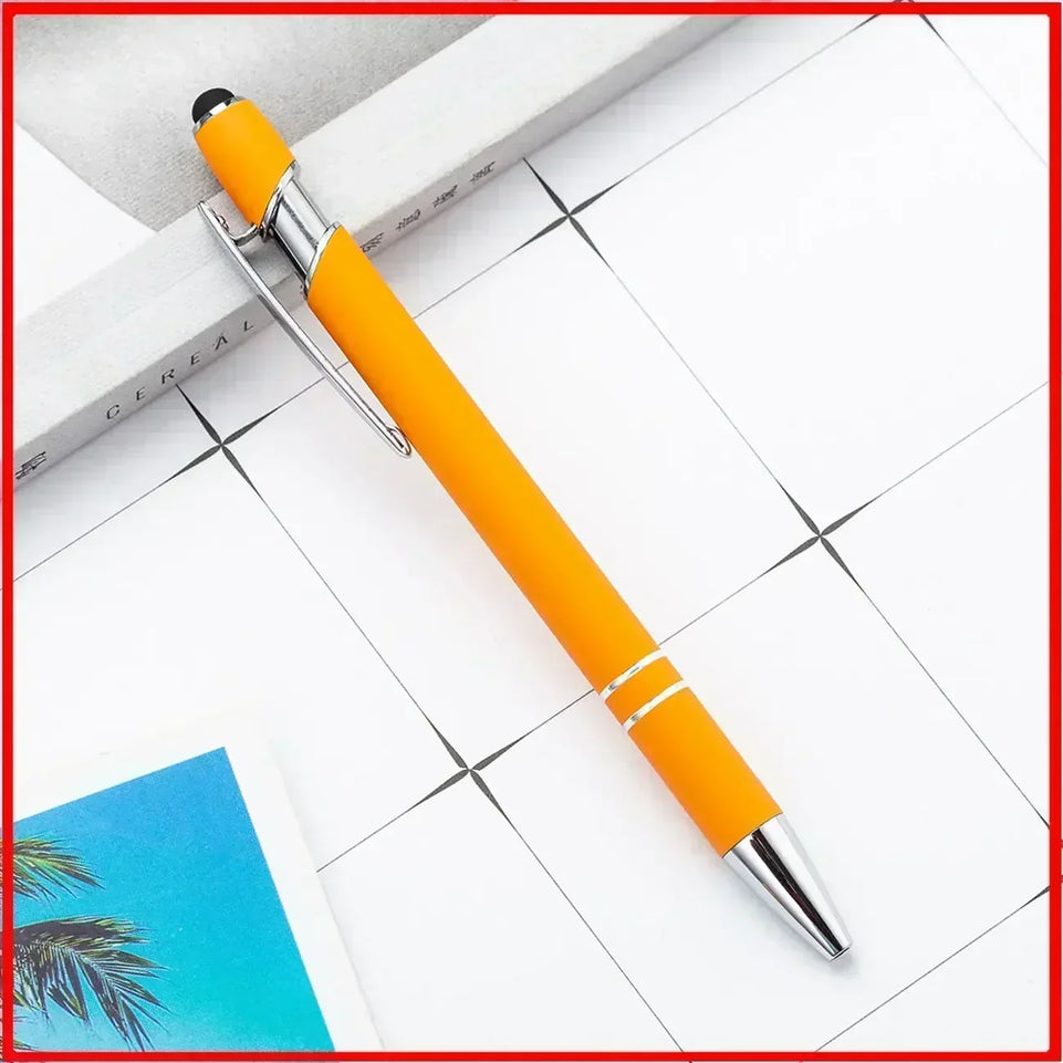 20-200 Pcs Customized Logo Ballpoint Pen Personalized Stylus Touch Engrave Text Metal Pen Stationery Office School Supplies