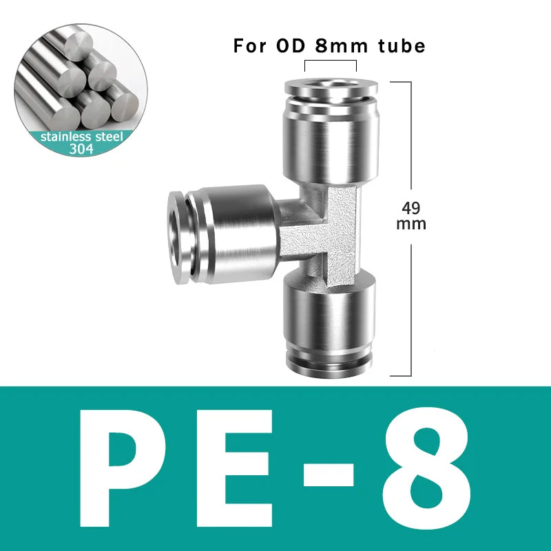 10pcs PU PV PE PY 304 Stainless Steel Metal Pneumatic Quick Coupling 4 6 8 10 12 High Pressure Air Pipe Fitting Quick Coupling