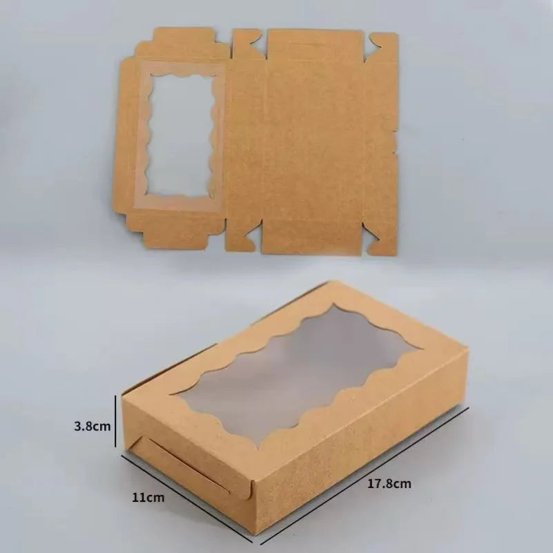 Wholesale Kraft Paper Cake Candy Boxes Rectangle Open Window Wedding Jewelry Chocolate Gift Packaging Box Baking Party Supplies