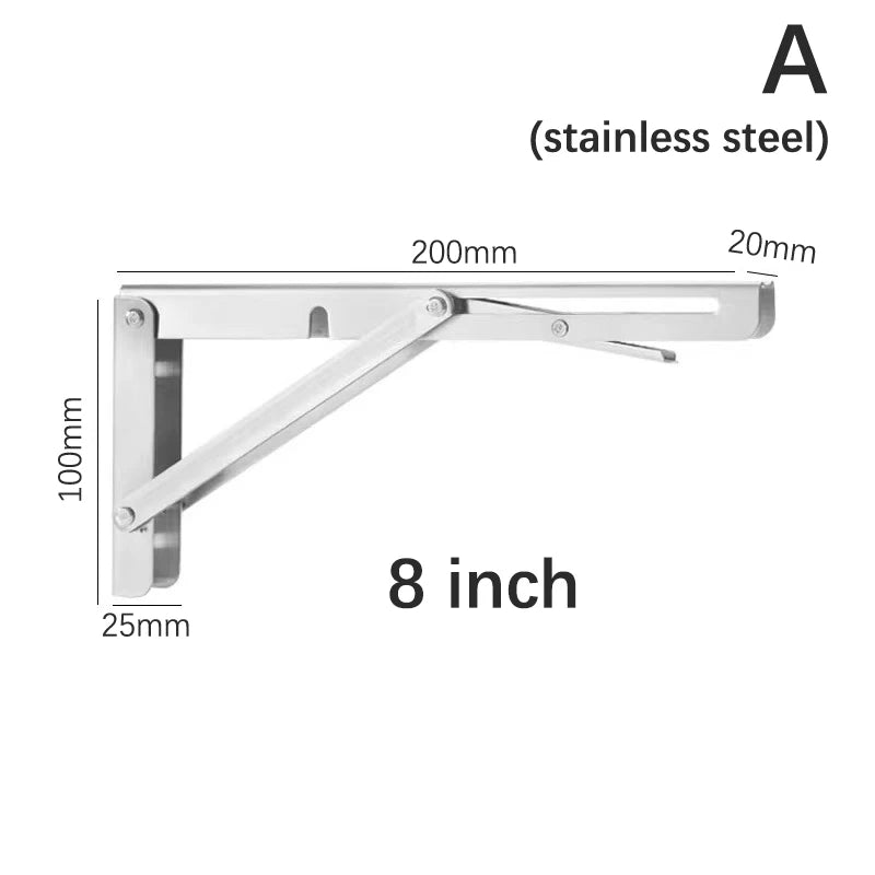 1pc Multiple Sizes Triangle Folding Angle Bracket Stainless Steel Heavy Support Wall Mounted Shelves Table Home Hardware