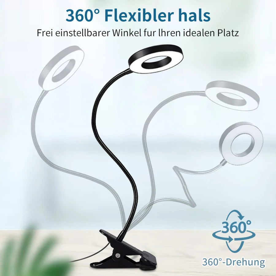 LED Desk Lamp with Powered Adjustable Arm,360° Rotating Light,Reading,Nail Art,Selfie,Home Office,Modern Table Lamp w/Lacquered