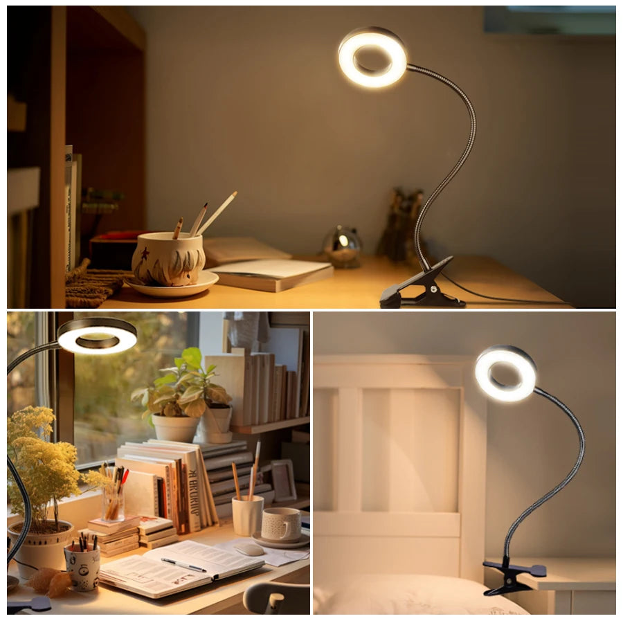 LED Desk Lamp with Powered Adjustable Arm,360° Rotating Light,Reading,Nail Art,Selfie,Home Office,Modern Table Lamp w/Lacquered