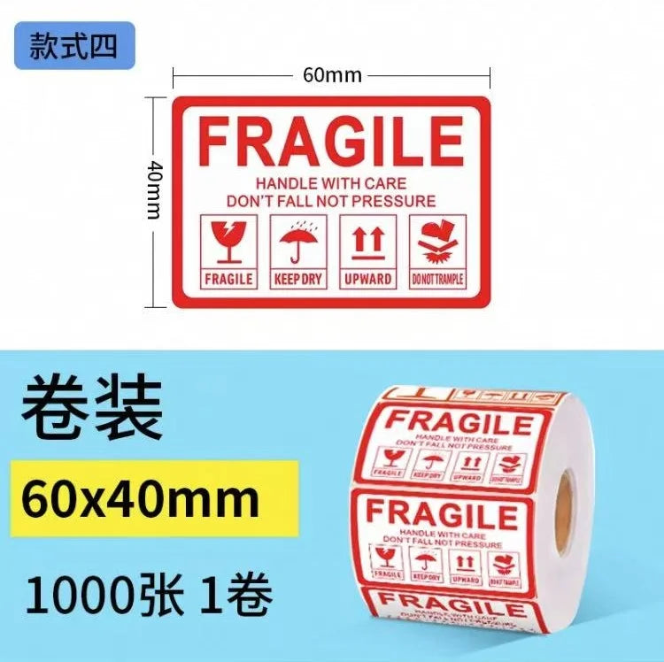 600PCS 130x70mm Fragile Stickers, Shockproof Warning Labels, Heavy Duty, Waterproof, for Shipping Boxes, Parcels, E-commerce