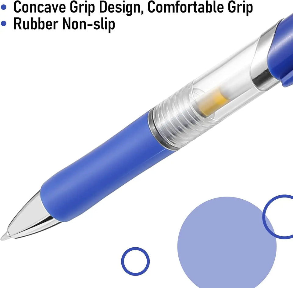 12pcs Classic Black/Blue/Red Gel Pens,0.5mm Metal Tip Retractable Ballpoint Gel Pen,Comfortable Grips,Smooth Writing for School