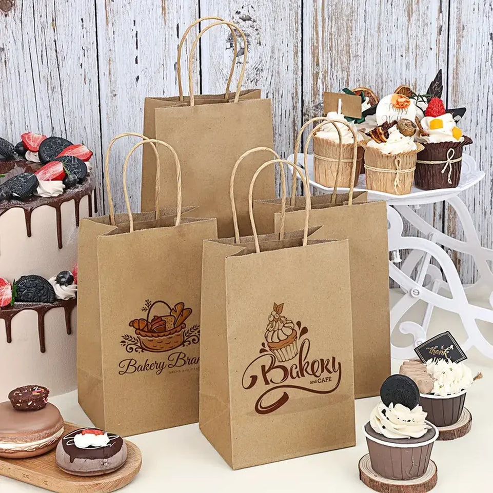 Small Gift Bags, 5.25 X 3.75 X 8 Inches, Brown Kraft Paper Bags, Loose Retail Bags With Handles, Suitable For Small Businesses,