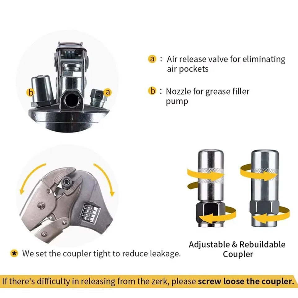 Oil Grease Tool Kit, 7000PSI Heavy Duty Grip Grease Tool Kit Heavy Duty Maintenance Tools for Oil and Car Lubrication SUV Trucks