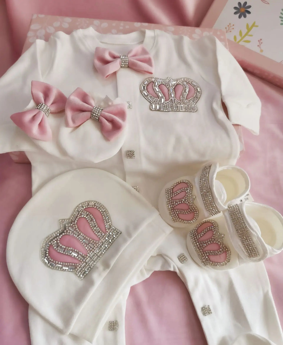 Ins Handmade Baby Cute Lace Collar Climbing Suit 3-piece Set New Baby Baptism Clothes Newborn Baby Romper High Quality Clothes